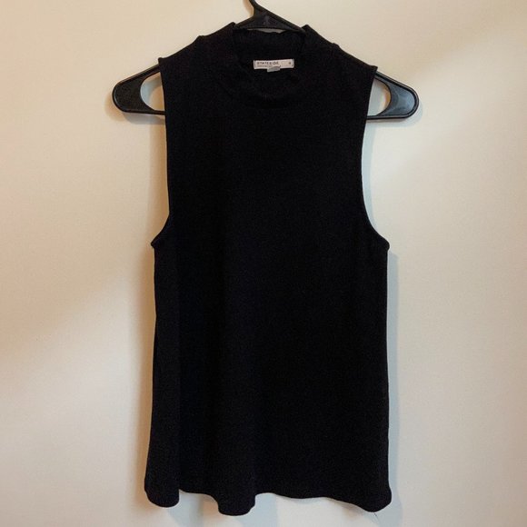 Stateside Mock Neck Tank Top Black Sz M - Picture 2 of 5